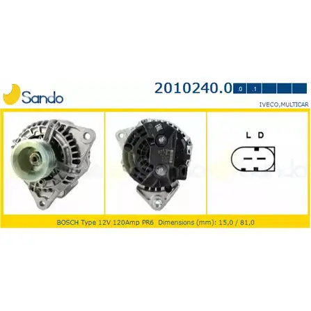 Генератор SANDO 1266718059 2010240.0 U24EB 85T QWHA изображение 0