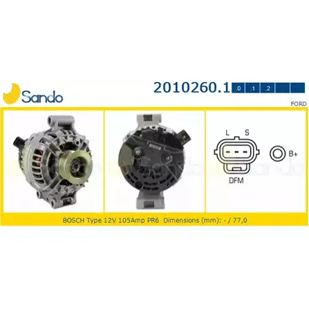 Генератор SANDO 2010260.1 HZ IBVQ BU60O 1266718471 изображение 0