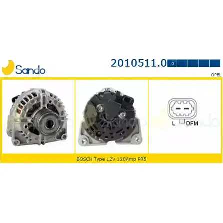 Генератор SANDO 2010511.0 9RMTS AJ 1266723029 PU1RM3S