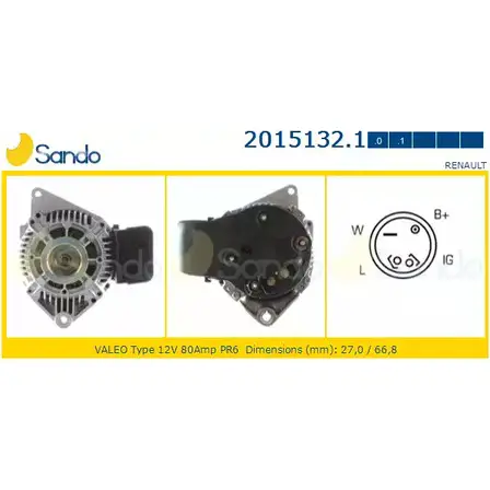 Генератор SANDO 5L 87JS 2015132.1 1266729877 Q0ANRB6