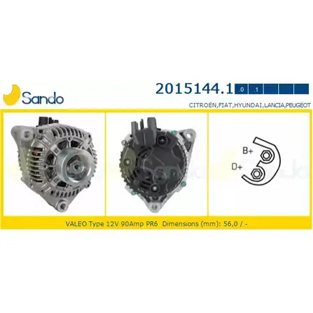 Генератор SANDO 1266730259 UZEI S1 J6EJA 2015144.1