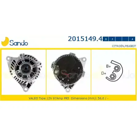Генератор SANDO 1266730547 8X7 GMI EJPYZA 2015149.4