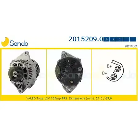 Генератор SANDO XK M90C2 2015209.0 KVZC6UU 1266732997