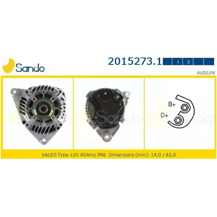 Генератор SANDO 1266735333 2015273.1 76GM529 6ZL86 5J изображение 0