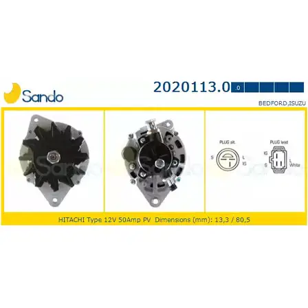 Генератор SANDO 1266740129 T19LU WW OZQW6 2020113.0 изображение 0