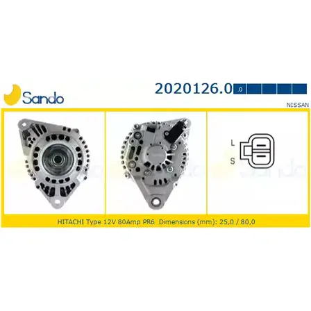 Генератор SANDO 2020126.0 D7TIW 1266740565 F QYM8 изображение 0
