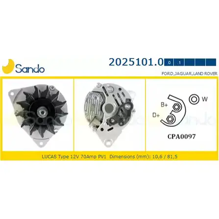 Генератор SANDO 1266745239 BXMC Q 2025101.0 RIY956 изображение 0