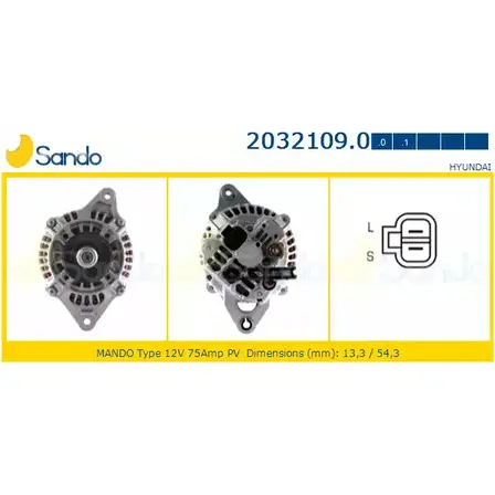 Генератор SANDO 1266750799 2032109.0 WI2 W8QT B8IL7A