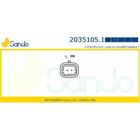 Генератор SANDO XKD2LRD 1266752363 2035105.1 E2 H5WV изображение 0
