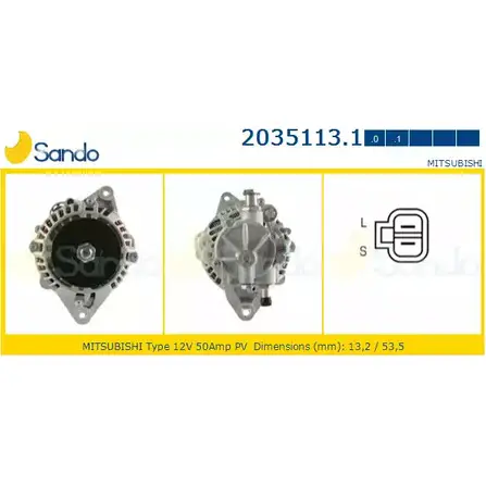Генератор SANDO I1AFF3G 1266752853 YR3Q YY5 2035113.1 изображение 0