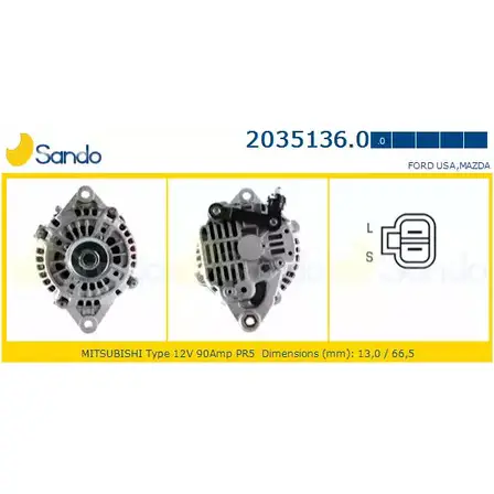 Генератор SANDO 9 N3DKLR 2035136.0 WAL7QX 1266753947