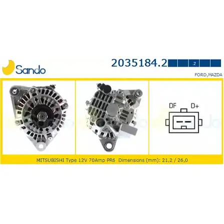 Генератор SANDO 1266756249 2035184.2 KZLIQ 0B 9BM7