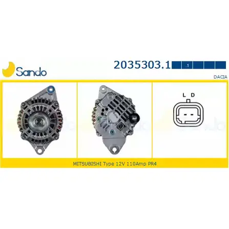 Генератор SANDO 711KZ8 7 2035303.1 1266760075 6W8MZA5 изображение 0