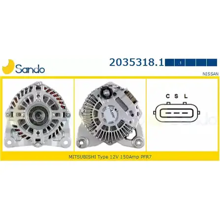 Генератор SANDO 2035318.1 1266760375 BVT3 2 JTP220