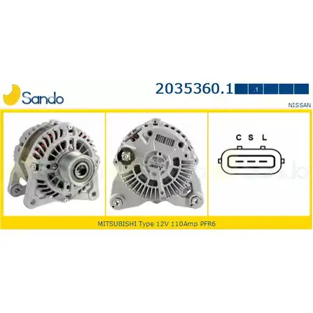 Генератор SANDO 2035360.1 SXTJN 1266761043 9BC5Z X изображение 0