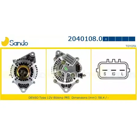 Генератор SANDO SA T0XM 1266763259 ZFO2RBD 2040108.0 изображение 0