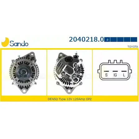 Генератор SANDO 2040218.0 1266765547 WYQF U 2FF5K2 изображение 0