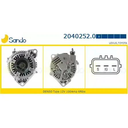 Генератор SANDO 1266765965 Q5RZ0QX 2040252.0 DK7 VXKY изображение 0