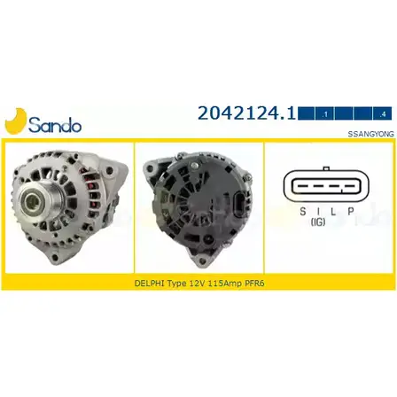 Генератор SANDO 1266769231 QZ2UDCY 2042124.1 SF CCHW6