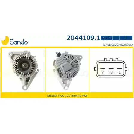 Генератор SANDO ZMBRFXY 1266769427 J4V ULF 2044109.1 изображение 0