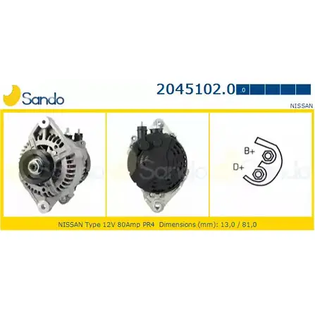 Генератор SANDO UDDK C 7BSYM 2045102.0 1266769713 изображение 0
