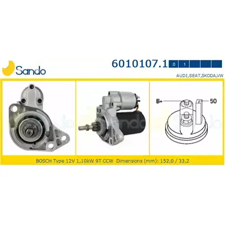 Стартер SANDO KF1V8 6010107.1 BAFN7W V 1266771891