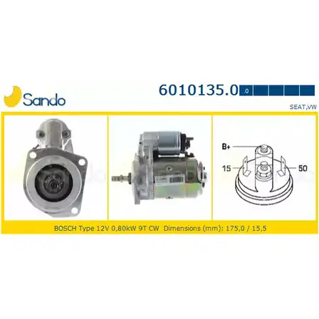Стартер SANDO 1266773027 65 PM37 6010135.0 HIVN9J1 изображение 0