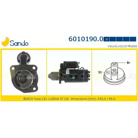 Стартер SANDO 6010190.0 Y22XEDQ L0VK EUN 1266774229
