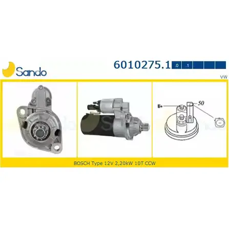 Стартер SANDO 6010275.1 C8ZV6 EF HJXE166 1266776085 изображение 0