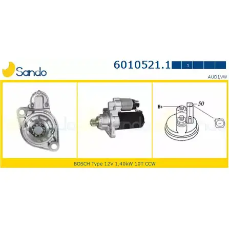 Стартер SANDO 6010521.1 FQ90WU4 WP8JT I 1266779945