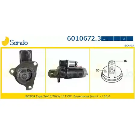 Стартер SANDO 1266782303 UC500 XM7TL JL 6010672.3 изображение 0