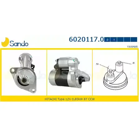 Стартер SANDO 5VU 04ZX 1266791715 MKINSZB 6020117.0 изображение 0