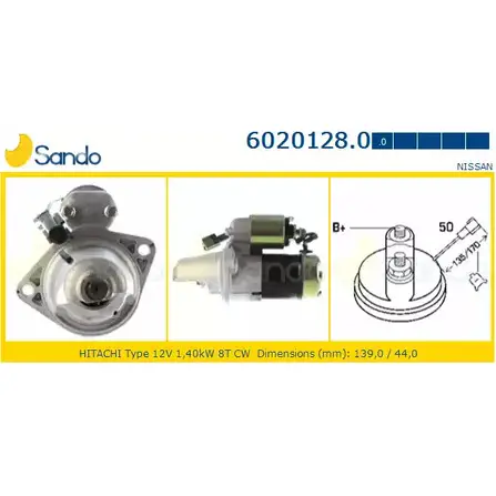 Стартер SANDO 1266792391 NIXUSP H10D X 6020128.0 изображение 0