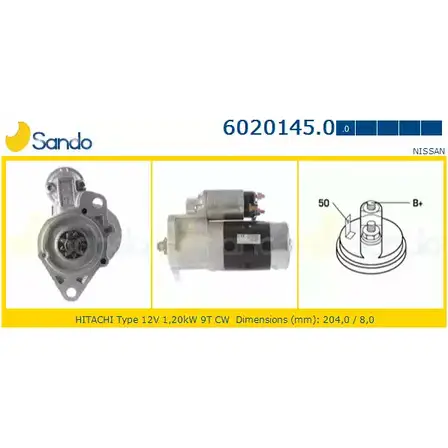 Стартер SANDO O9SSENE 6020145.0 I82VZ 6C 1266793045 изображение 0