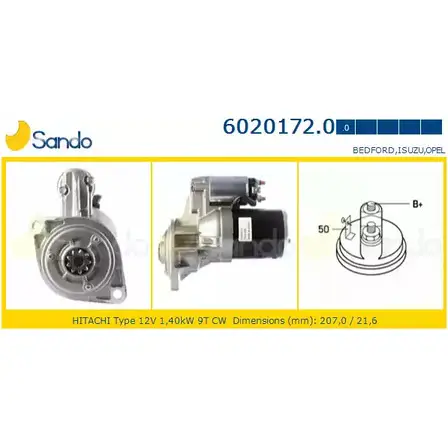 Стартер SANDO 6020172.0 7AS9C ZK 18H4 1266794227 изображение 0