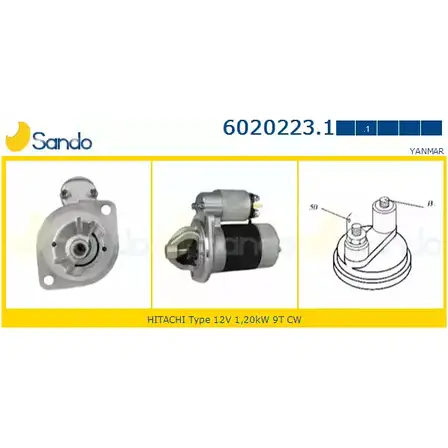 Стартер SANDO KMA3WA 6020223.1 D VBY61 1266795331 изображение 0