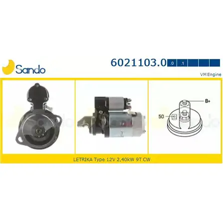 Стартер SANDO HF9K A3J 1266796225 B4U82 6021103.0 изображение 0