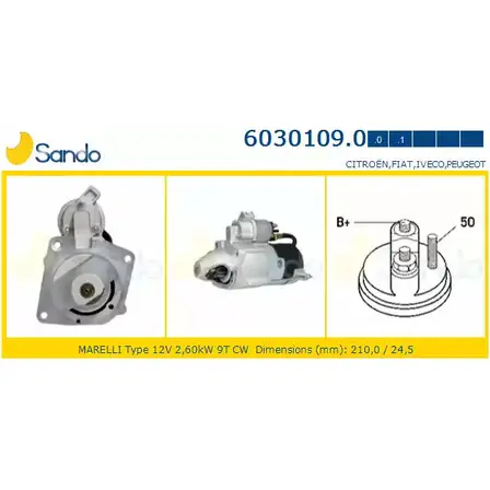 Стартер SANDO 6030109.0 6VO1V AS7 5K 1266798207 изображение 0