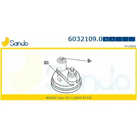 Стартер SANDO 6032109.0 2OD2L 1266800203 TK 4MC изображение 0