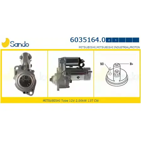 Стартер SANDO 1266805177 0 MM0913 6035164.0 PWUDJ5 изображение 0