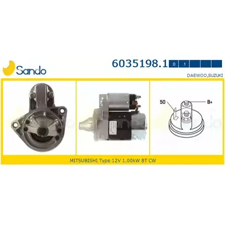 Стартер SANDO 6035198.1 1266806499 9V47SU 0 TGUJ изображение 0