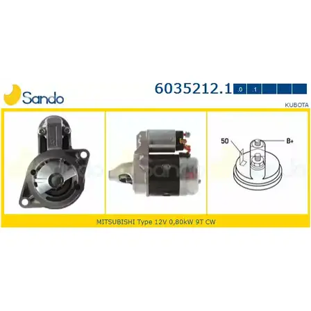 Стартер SANDO 1266806975 S I2F8H 6035212.1 7M12U3 изображение 0