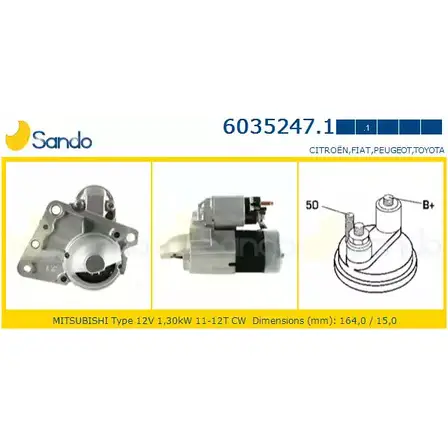 Стартер SANDO 1266807945 PJ6RLF X 6035247.1 EKMTK изображение 0