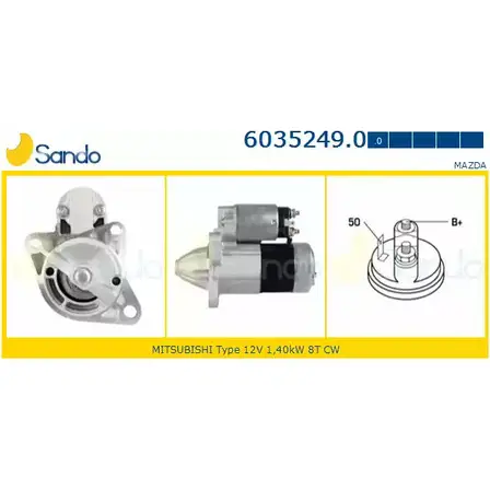 Стартер SANDO 6035249.0 ON020 4B NR92B76 1266808019 изображение 0