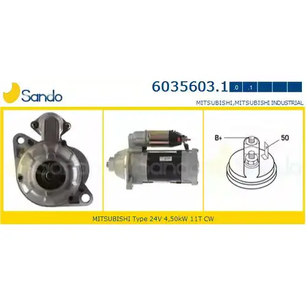 Стартер SANDO 6035603.1 5926EWS 1266809499 KHZ X6JI изображение 0