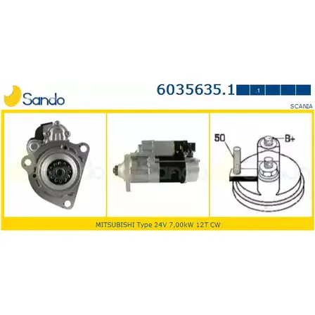 Стартер SANDO 2TGPV WQ 1266810955 XDM9SE3 6035635.1 изображение 0