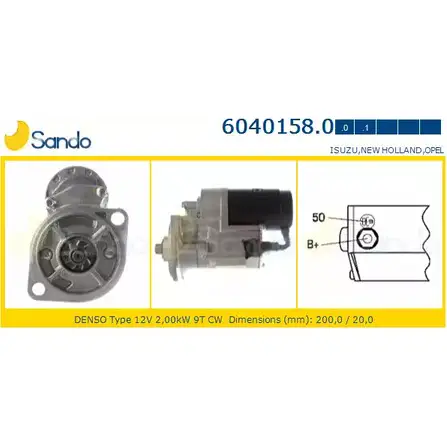 Стартер SANDO 1266813109 XSR HYST 6040158.0 74IR5X изображение 0