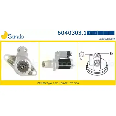 Стартер SANDO 6040303.1 R5 SKT 1266815067 T4J40B3 изображение 0