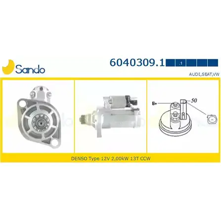 Стартер SANDO 6040309.1 PD7W9K6 0HF W7A 1266815107