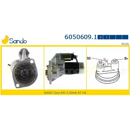 Стартер SANDO 1266818839 DF1VAJN F2 UNOA 6050609.1 изображение 0